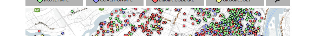 Carte du financement politique à Montréal