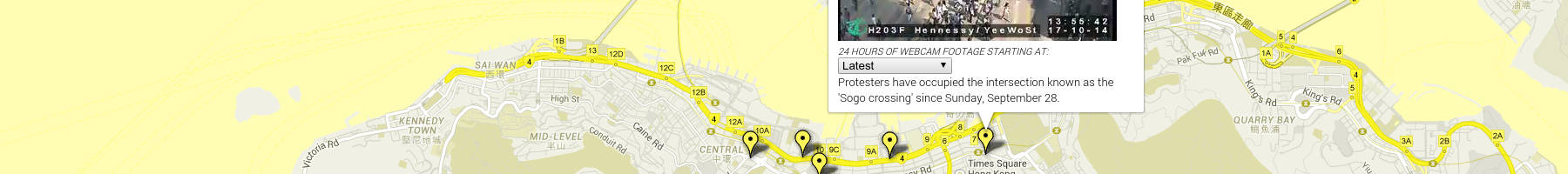 Time-lapses of major protest sites in Hong Kong